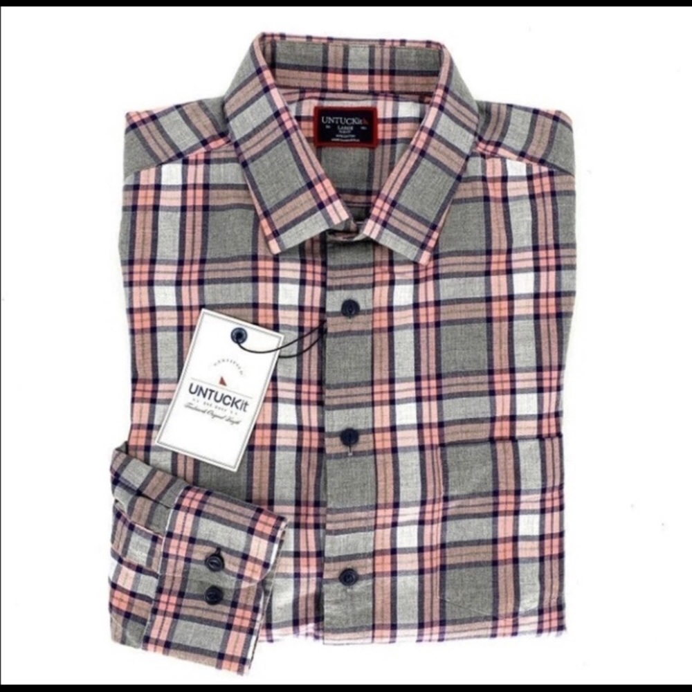 NWT UNTUCKit Plaid Shirt Large Slim Fit